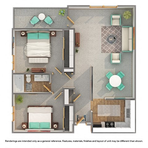 Floor plan for 2 beds, 1 bath, 1071 sqft